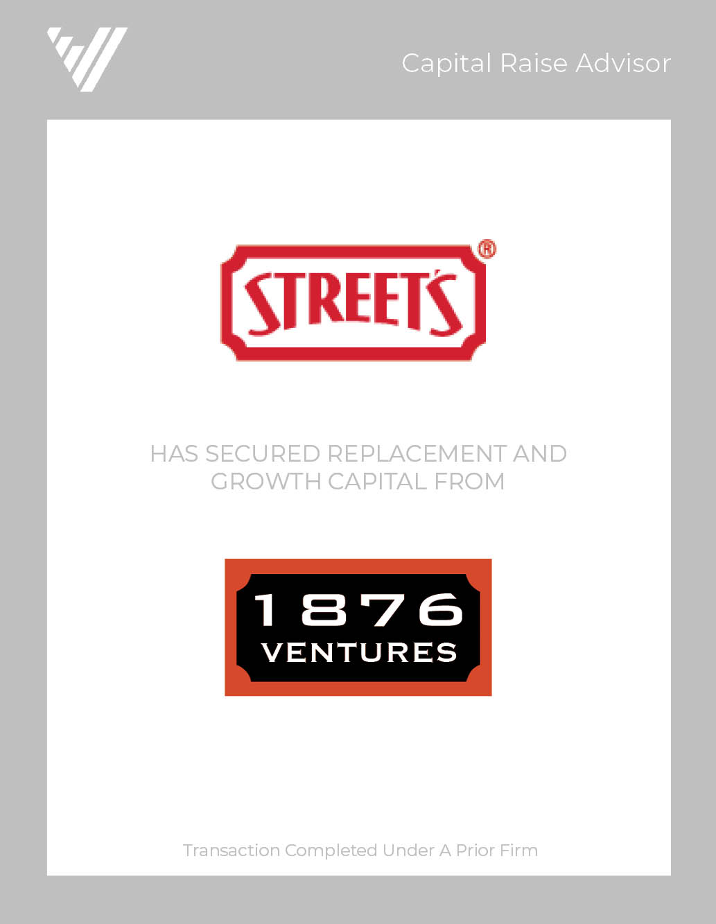 R.R. Streets has secured replacement and growth capital from 1876 Ventures.